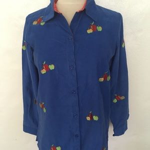 New Quacker Factory Apple Blue Shirt Sz XS
